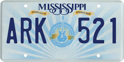 MS license plate ARK521