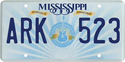 MS license plate ARK523