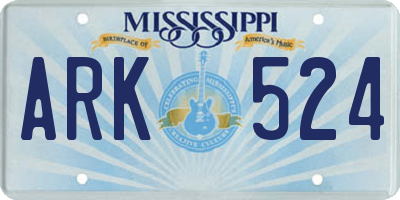 MS license plate ARK524