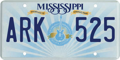 MS license plate ARK525