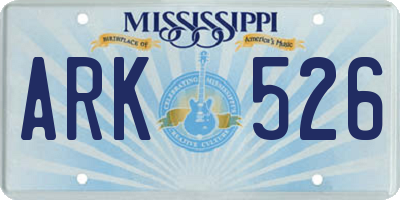 MS license plate ARK526