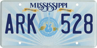 MS license plate ARK528