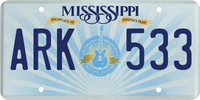 MS license plate ARK533