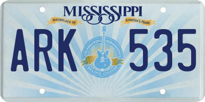 MS license plate ARK535
