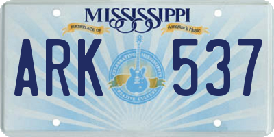 MS license plate ARK537