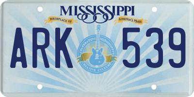 MS license plate ARK539