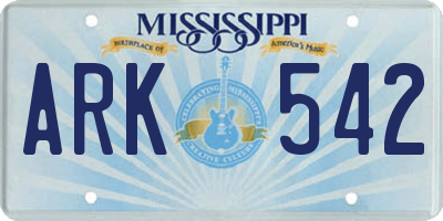 MS license plate ARK542