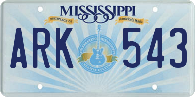MS license plate ARK543
