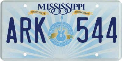 MS license plate ARK544