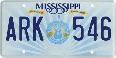 MS license plate ARK546