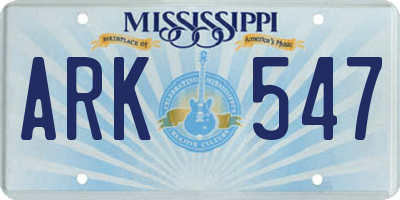 MS license plate ARK547