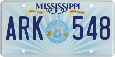 MS license plate ARK548