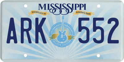 MS license plate ARK552