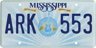 MS license plate ARK553