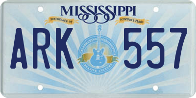 MS license plate ARK557