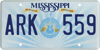 MS license plate ARK559