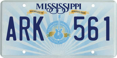 MS license plate ARK561
