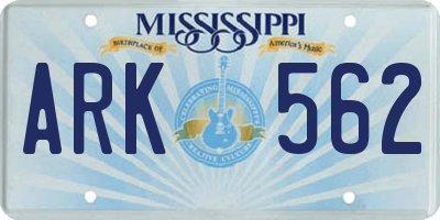 MS license plate ARK562