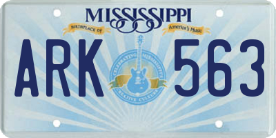 MS license plate ARK563