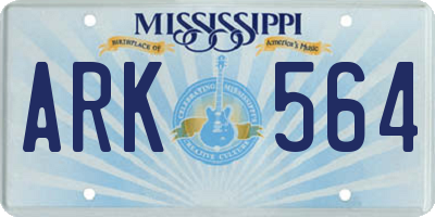 MS license plate ARK564