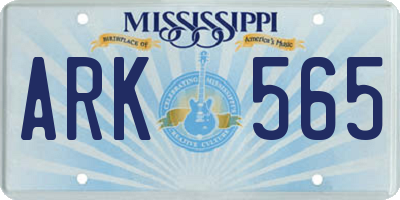 MS license plate ARK565
