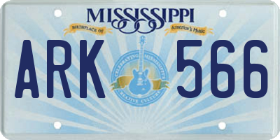 MS license plate ARK566