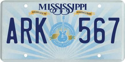 MS license plate ARK567