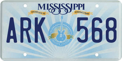 MS license plate ARK568