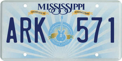 MS license plate ARK571