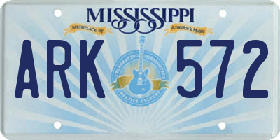 MS license plate ARK572