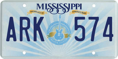 MS license plate ARK574