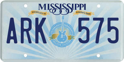 MS license plate ARK575