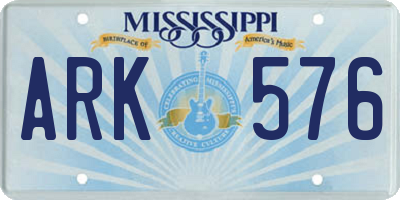 MS license plate ARK576