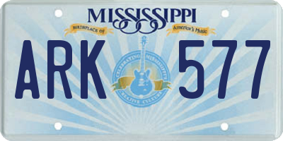 MS license plate ARK577