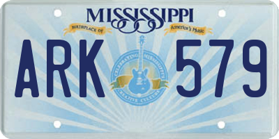 MS license plate ARK579