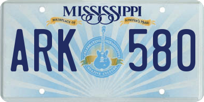 MS license plate ARK580