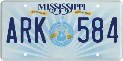 MS license plate ARK584