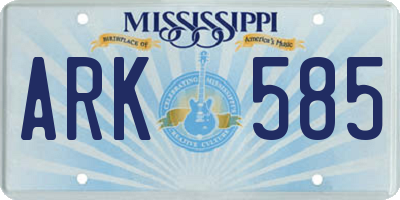 MS license plate ARK585