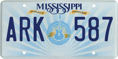 MS license plate ARK587