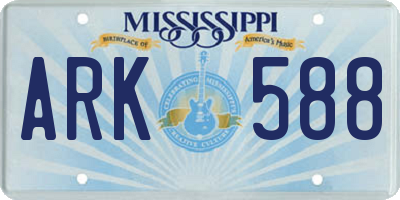 MS license plate ARK588