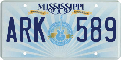 MS license plate ARK589