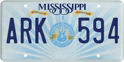 MS license plate ARK594