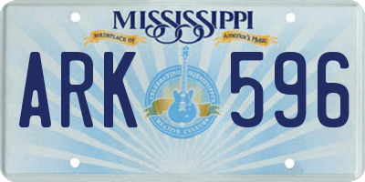 MS license plate ARK596