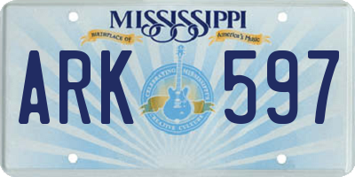 MS license plate ARK597