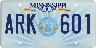 MS license plate ARK601