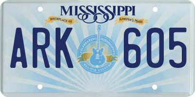 MS license plate ARK605