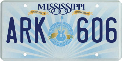 MS license plate ARK606