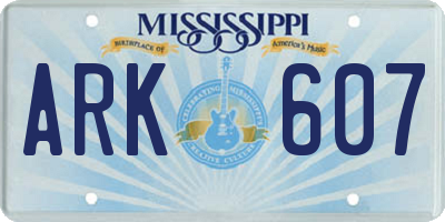 MS license plate ARK607