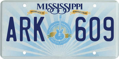 MS license plate ARK609