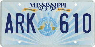 MS license plate ARK610